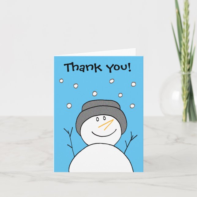 Tarjeta Sonriente Snowman Gracias (Anverso)