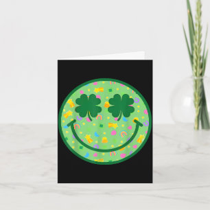 Tarjeta Sonriente trébol groovy cara día de San Patricio h