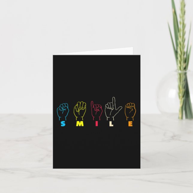 Tarjeta Sonrisa ASL Alphabet American Sing Language ASL Te (Anverso)