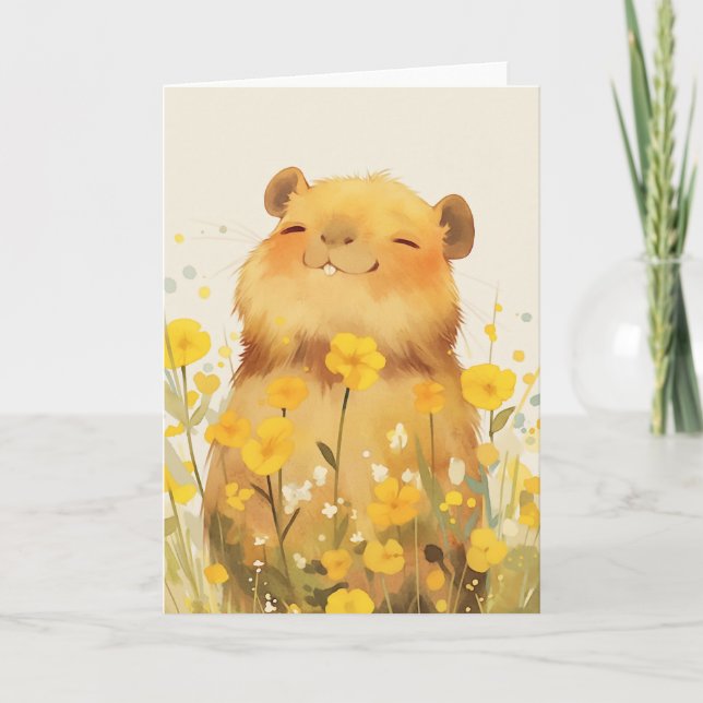 Tarjeta Sonrisa de Capybara Cute (Anverso)