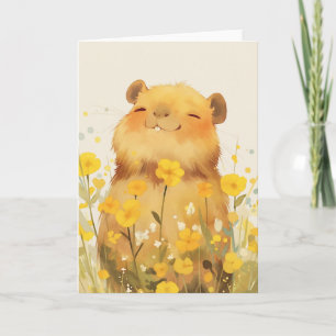 Tarjeta Sonrisa de Capybara Cute