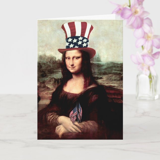 Tarjeta Sonrisa de Mona Lisa Día de la Independencia de EE (Orquídea)