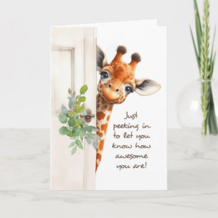Tarjeta Sorprendente Alentamiento Giraffe Mirando A Su Alr