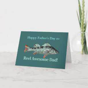 Tarjeta Sorprendente papá pescando humor para el día del p