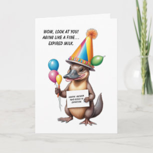 Tarjeta Sorpresa de cumpleaños sarcástica con un Platypus