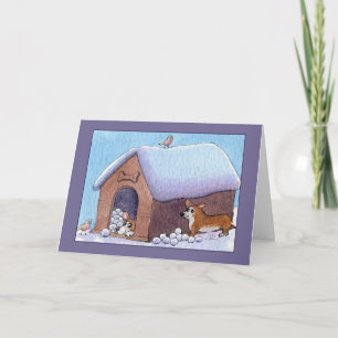 Tarjeta ¡Sorpresa de la bola de nieve del perro del Corgi!