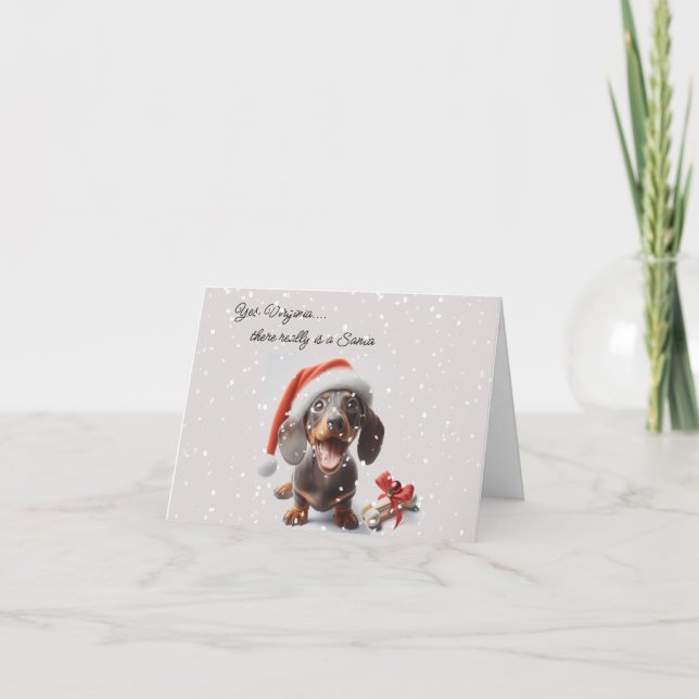 Tarjeta Sorpresa de los Navidades de Cachorros de Dachshun (Anverso)