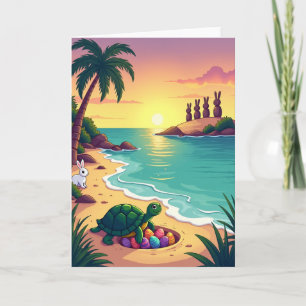 Tarjeta sorpresa de playa tropical