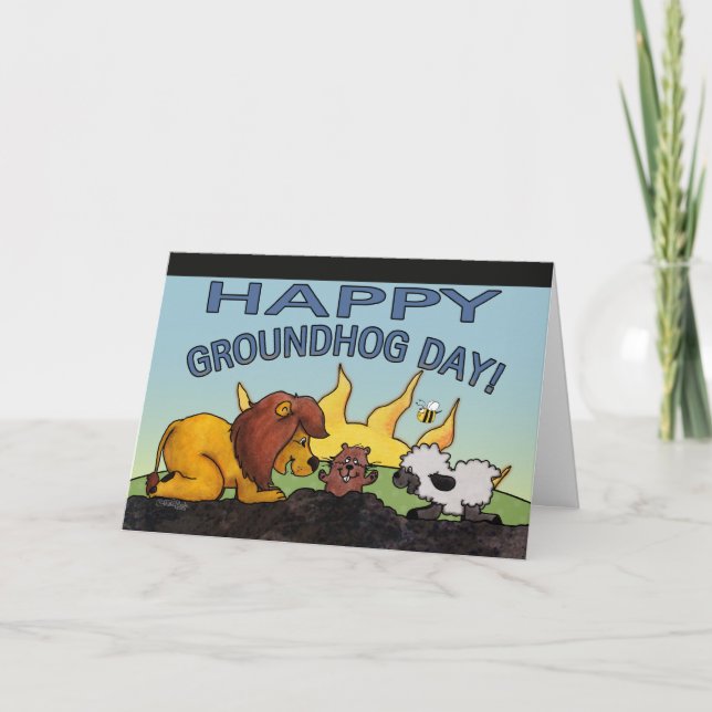 Tarjeta Sorpresa del día del león y del Cordero-Groundhog (Anverso)