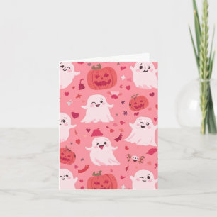 Tarjeta Sorpresa fantasmal de calabaza rosa