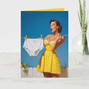 Tarjeta Sorpresa juguetona de día de lavado retro