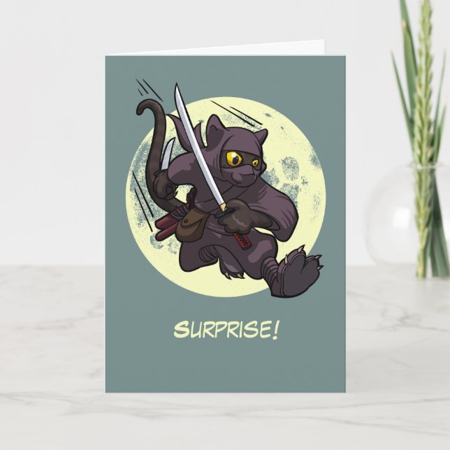 Tarjeta ¡Sorpresa! Patada Voladora de Gato Negro Ninja Dib (Anverso)