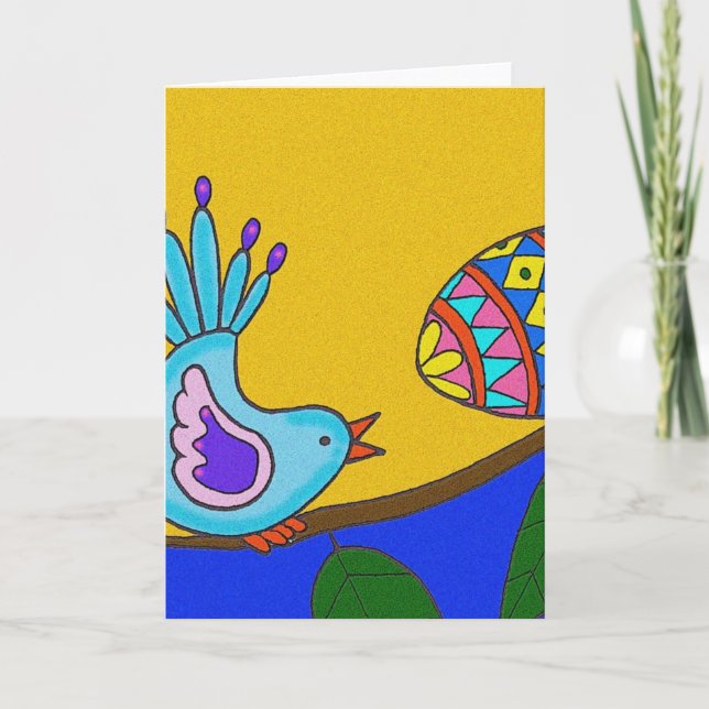 Tarjeta Sorpresa por la Pascua Arte Popular Ucraniano (Anverso)