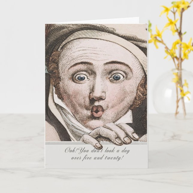 Tarjeta Sorpresa rostro de Jane Austen Regencia (flor amarilla)