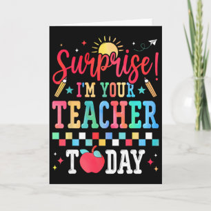 Tarjeta Sorpresa Soy Tu Profesor Hoy Divertido Sustituto S