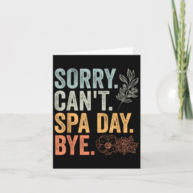 Tarjeta Sorry Can't Retro Spa Day Appreciation For A Girls (Anverso)