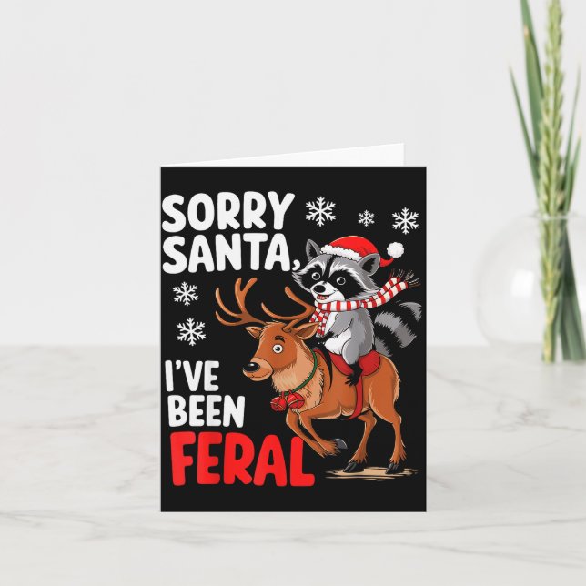 Tarjeta Sorry Santa I've Been Feral Christmas Holiday Recc (Anverso)
