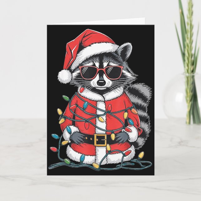 Tarjeta Sorry Santa I've Been Feral, Christmas Raccoon, Sa (Anverso)