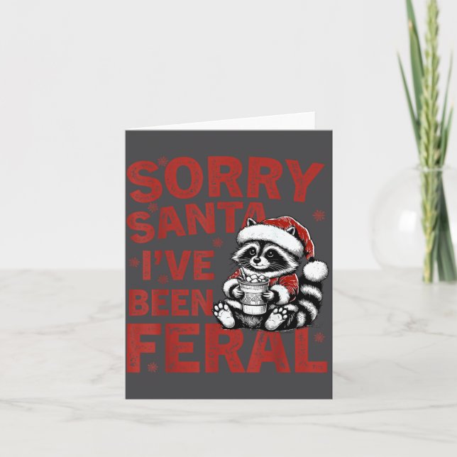 Tarjeta Sorry Santa I've Been Feral Fuuny Christmas Mens W (Anverso)