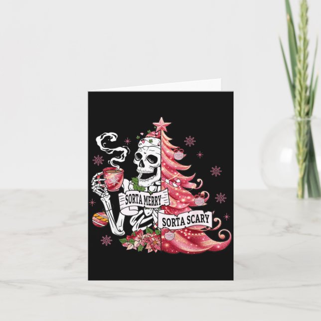 Tarjeta Sorta Merry Sorta Y Funny Skeleton Christmas  (Anverso)