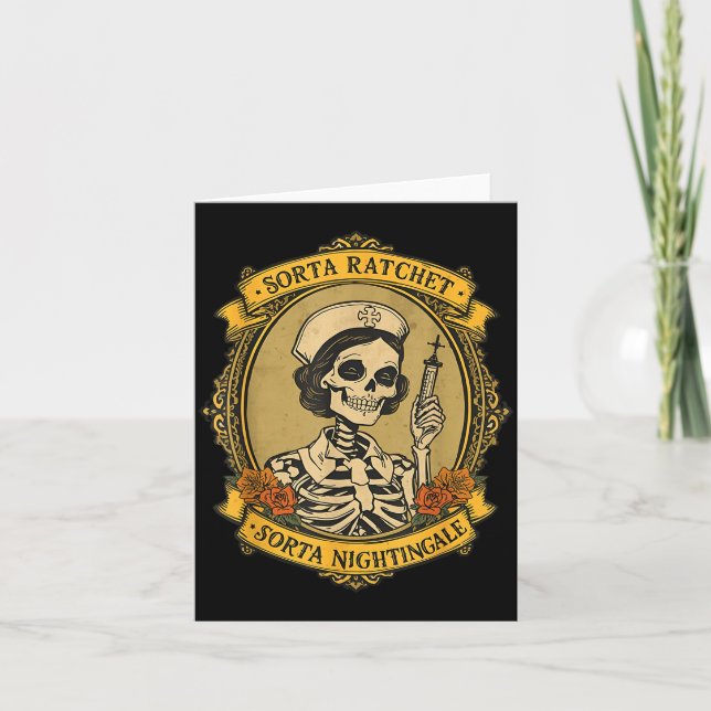 Tarjeta Sorta Ratchet Sorta Nightingale Skeleton Nurse Hal (Anverso)