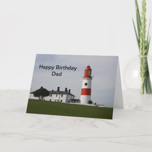 Tarjeta Souter Lighthouse Inglaterra Feliz cumpleaños papá (Anverso)