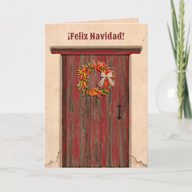 Tarjeta Southwest Chile Ristra Wreath Holiday Christmas  (Anverso)