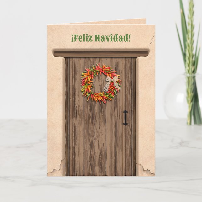 Tarjeta Southwest Chile Ristra Wreath Holiday Christmas  (Anverso)