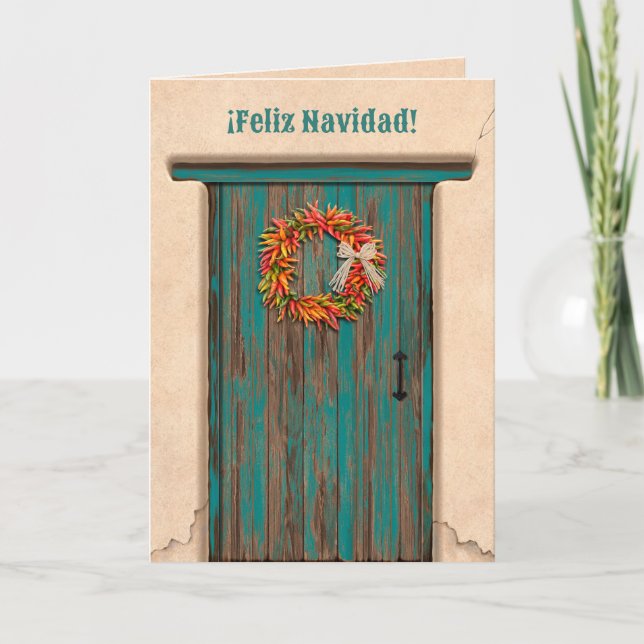 Tarjeta Southwest Chile Ristra Wreath Holiday Christmas  (Anverso)
