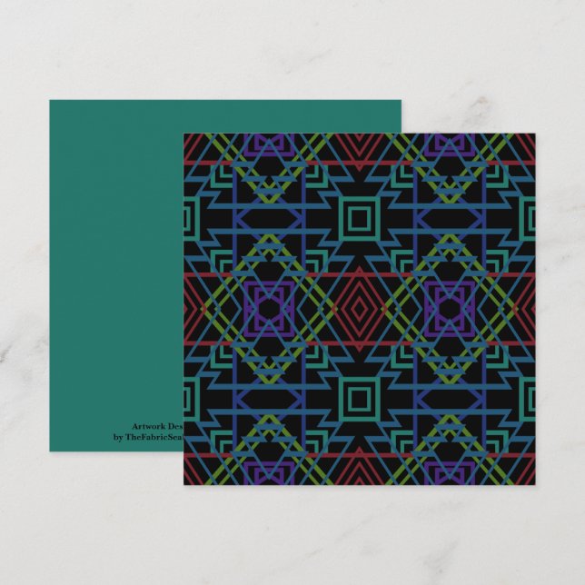 Tarjeta Southwestern Symmetrical Tiled Pattern Line Art (Anverso / Reverso)