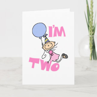 Tarjeta Soy dos camisetas de cumpleaños de Chica de la Fig