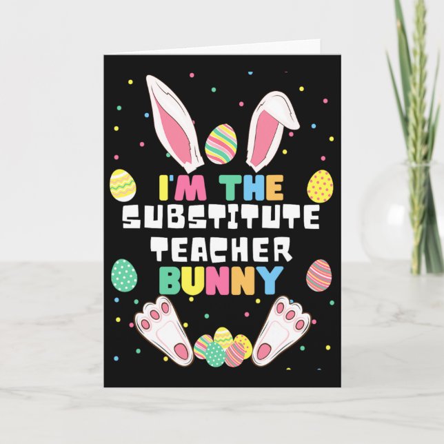 Tarjeta Soy el conejo divertido maestro sustituto Bunny Pa (Anverso)