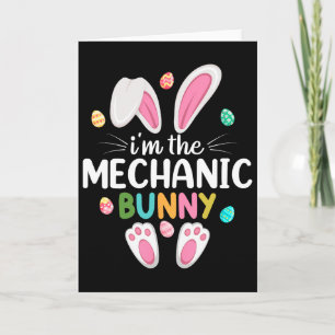 Tarjeta Soy el conejo mecánico de Pascua familiar a juego