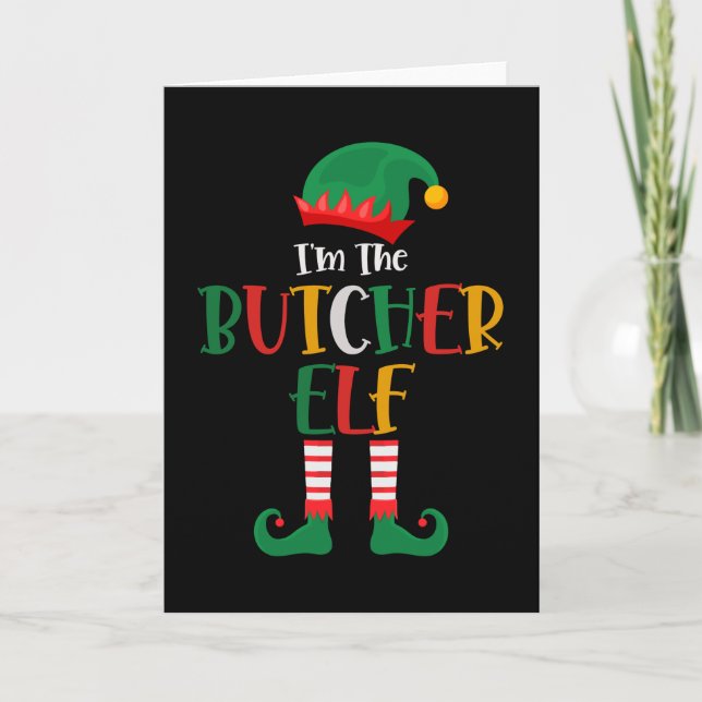 Tarjeta Soy El Elfo Carnicero Navidad Empararejada (Anverso)