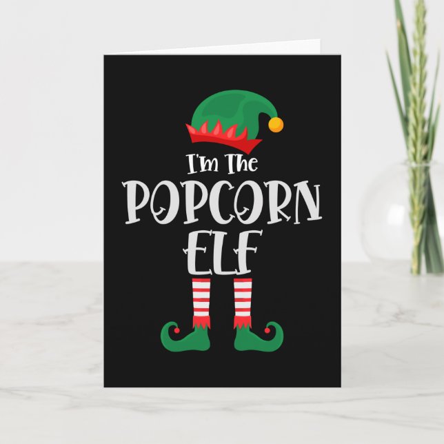 Tarjeta Soy El Elfo De Palomitas De Maíz Navidad (Anverso)