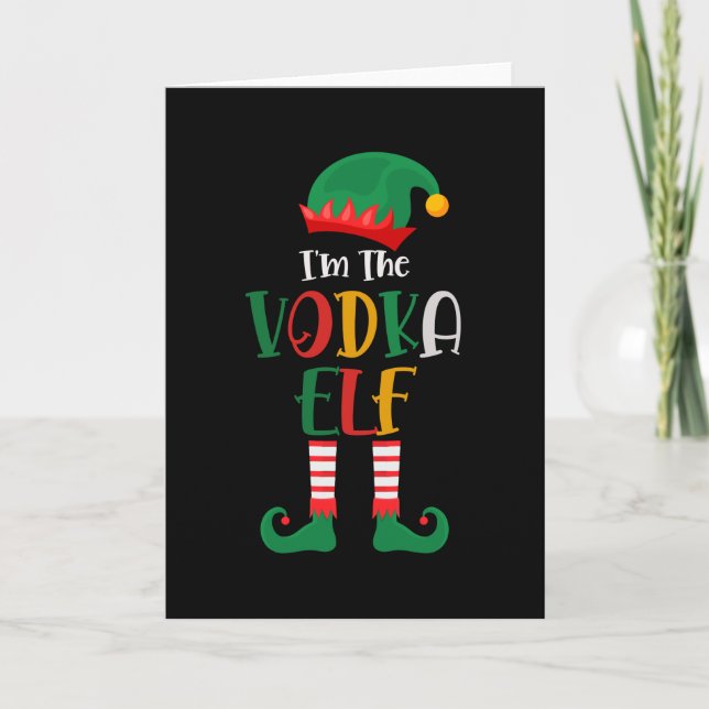 Tarjeta Soy El Elfo De Vodka Navidad Empararejada (Anverso)