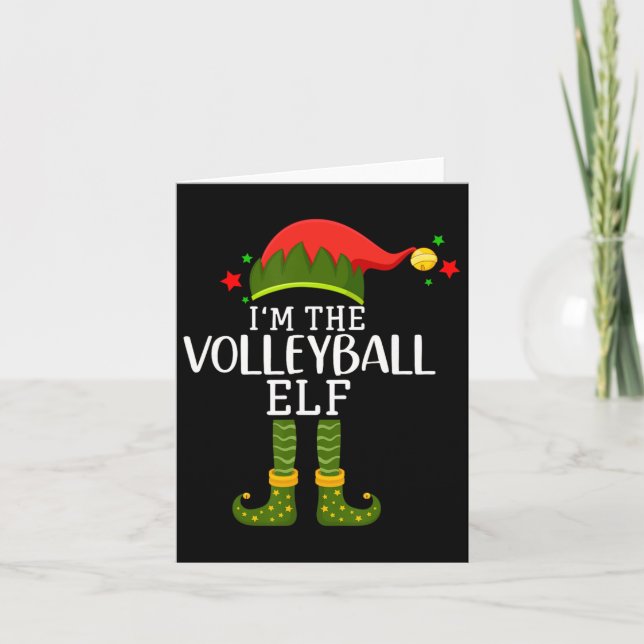 Tarjeta Soy el elfo del voleibol, un gracioso Navidad de j (Anverso)