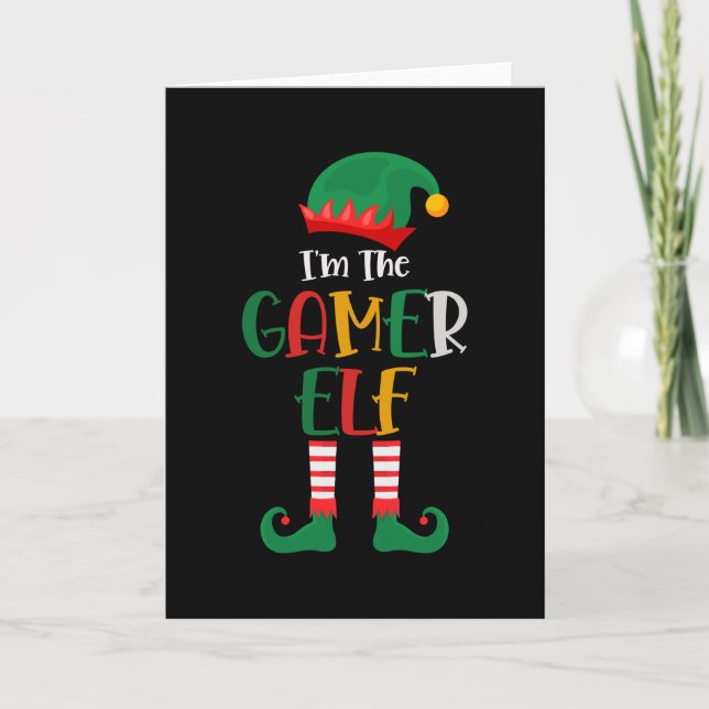 Tarjeta Soy El Elfo Jugador De Navidad (Anverso)