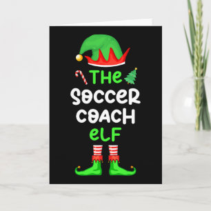 Tarjeta Soy el entrenador de fútbol elfo Navidad pijama a