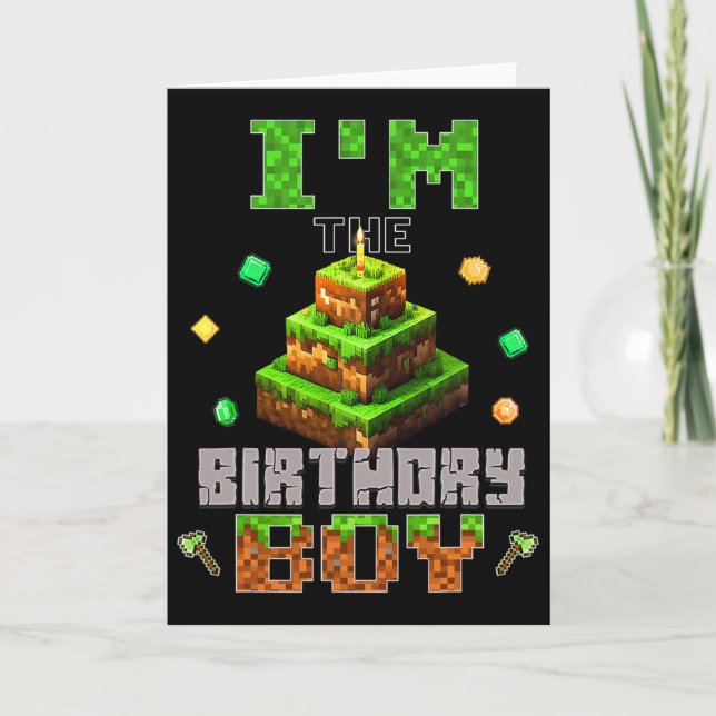Tarjeta Soy el Fiesta de cumpleaños de video jugador Pixel (Anverso)
