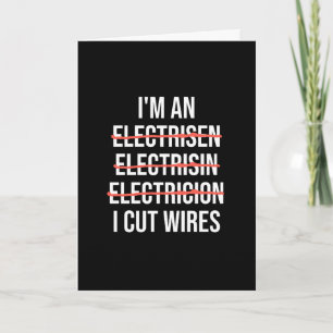 Tarjeta Soy electricista, corto cables Chiste de ortografí