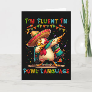 Tarjeta Soy fluido en lenguaje aviar mexicano cinco de may