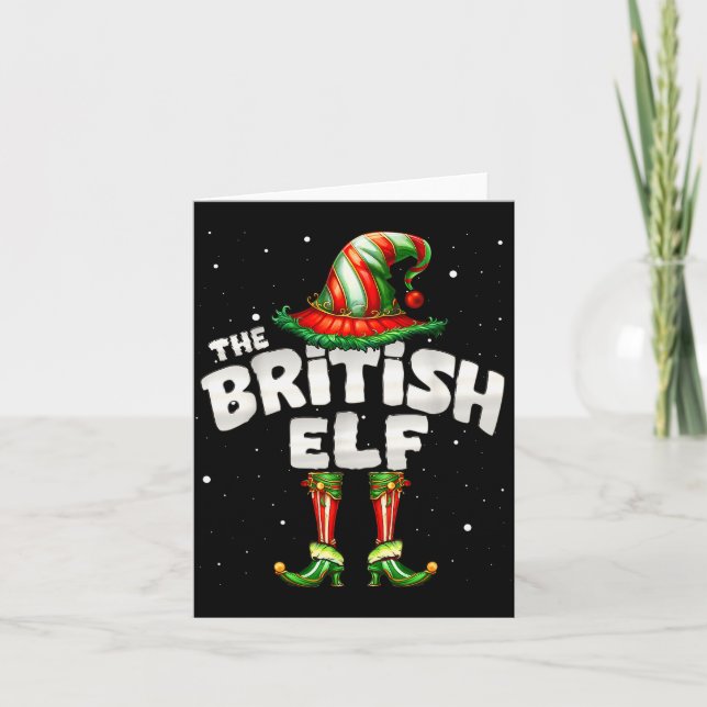 Tarjeta Soy la familia de elfos británicos grupo de Navida (Anverso)