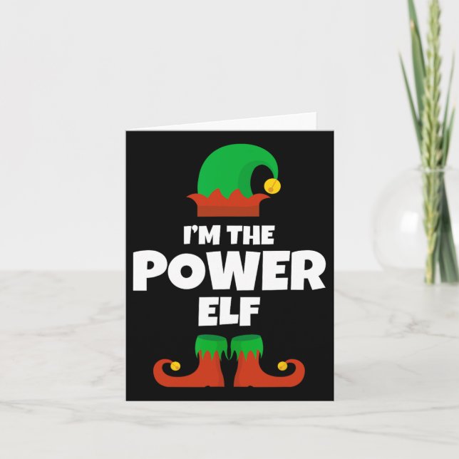 Tarjeta Soy la familia Power Elf Navidades Pajama Graciosa (Anverso)
