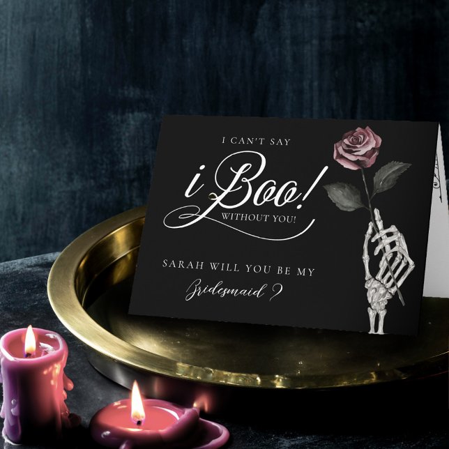 Tarjeta ¿Soy mi dama de honor? No puedo decir que boo sin  (Be My Bridesmaid? I Can't Say I Boo Without You Card)