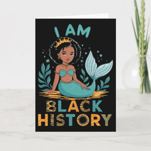 Tarjeta Soy niña afro de historia negra africana Mermai