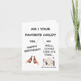 Tarjeta ¿Soy tu hijo favorito? Cumpleaños divertido para p