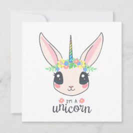 Tarjeta Soy un conejo unicornio (arte lindo para Chicas)