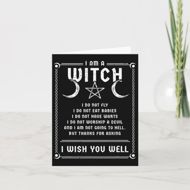 Tarjeta Soy un disfraz de bruja Wicca de Halloween pagano (Anverso)