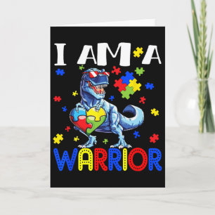 Tarjeta Soy un guerrero Autismo Chicos Familia Dinosaurio